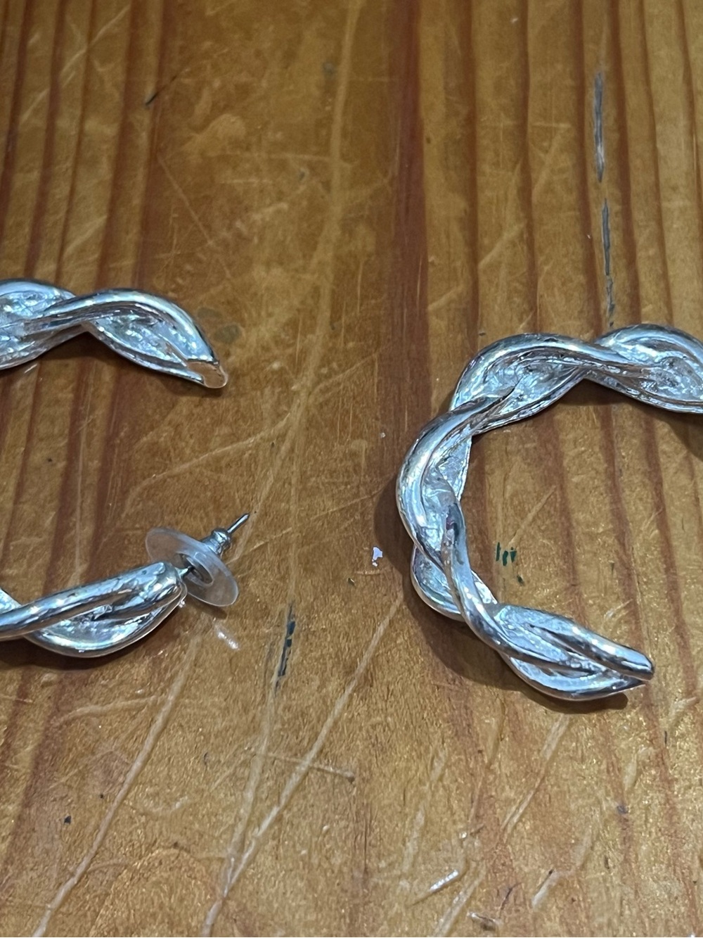 Silver Twisted Hoop Earrings - Braided Design and other large hoops